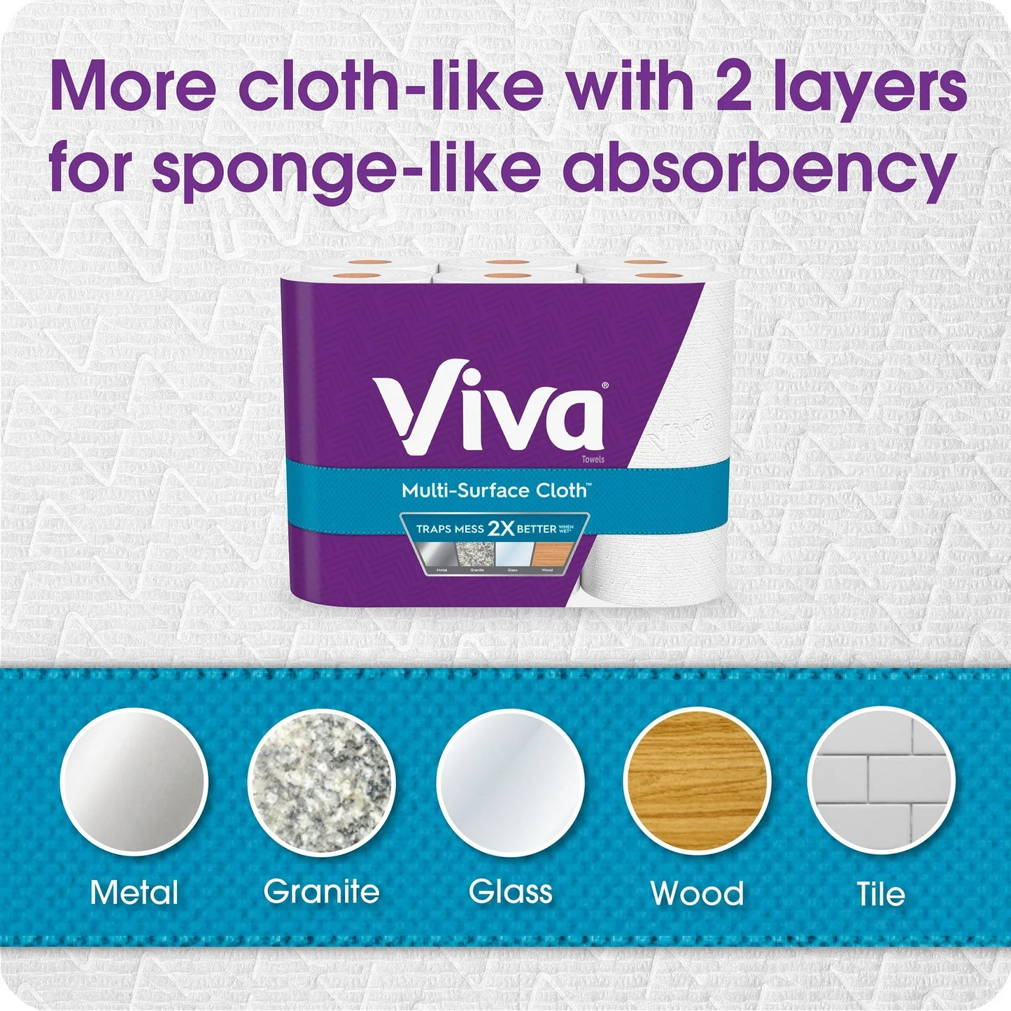 Viva Multi-Surface Cloth Paper Towels, 6 Big Rolls, 83 Sheets Per Roll (498 Total)